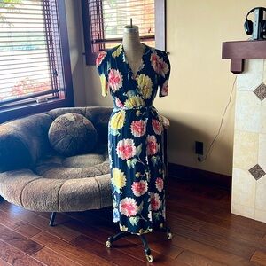 40s 50s long wrap dress